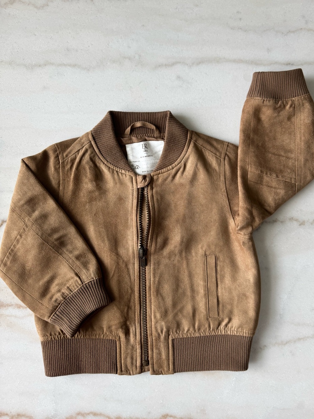 Banana Republic Baby Faux Suede Bomber Jacket Tan Brown 18–24M